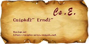 Csipkó Ernő névjegykártya